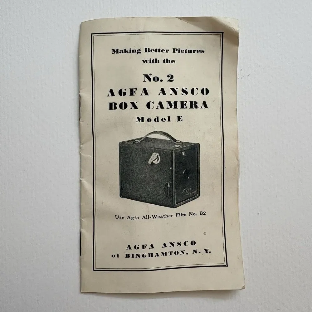 Vintage Green Agfa Ansco No. 2  Box Camera Model E With Manual - As Is